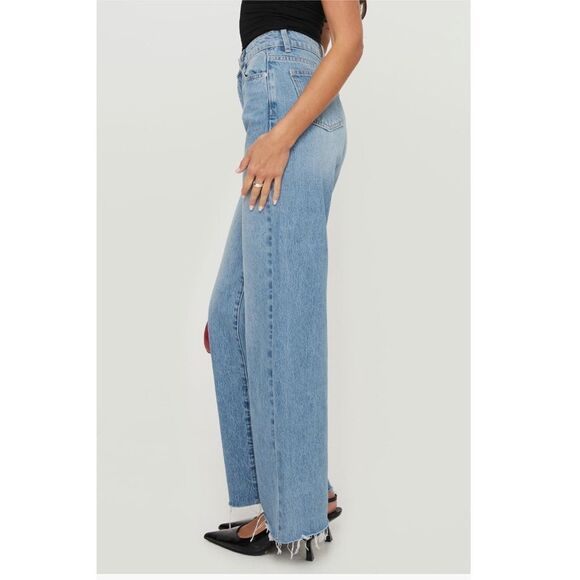 Princess Polly Henesey High Waist Straight Wide‎ Leg Jeans, Size 10, Light, NWT - Picture 5 of 5